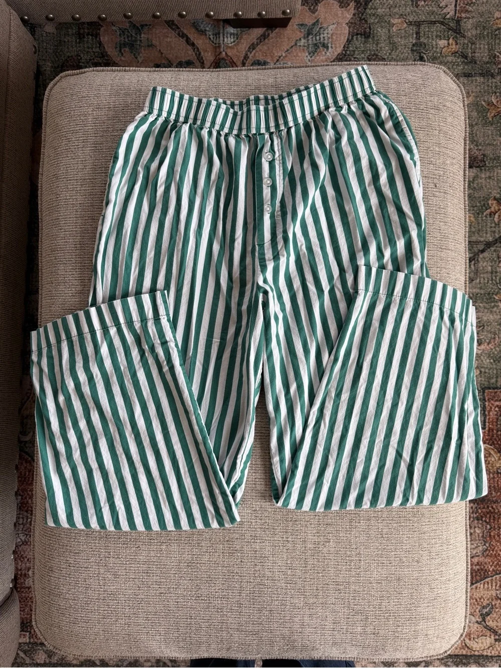Brayson Green & White Striped Pajama Lounge Pants Size Medium